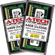 A-Tech 64GB (2x32GB) DDR4 2666 MHz SODIMM PC4-21300 (PC4-2666V) CL19 2Rx8 Non-EC - £197.50 GBP