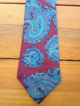 Vintage Burberrys Burberry London USA Made 100% Silk Red Blue Classic 3.5&quot; Tie - £108.30 GBP
