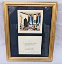 Framed White House Blue Room Holiday Card W Bill &amp; Hillary Clinton Autograph - £35.61 GBP