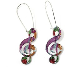 Music Note Treble Clef 1.5&quot; Dangle Earrings Colorful and Lightweight - Hey Viv - £11.16 GBP