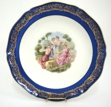 Vintage Singer Limoges France Wall Plate Classical Women Muses Blue Gilt... - $18.80