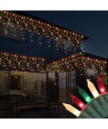 RECESKY Christmas Icicle Curtain Lights 7.7ft 100 Multi Color Indoor Out... - $267.44 MXN