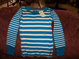 P.S. Aeropostale Blue/White Striped Long Sleeve Shirt Size 4 Girls NEW - £13.12 GBP