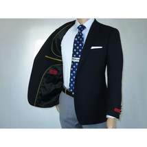Men's RENOIR Classic Blazer 100% Wool Side vents Metal Buttons Notch 509-2 Navy image 11