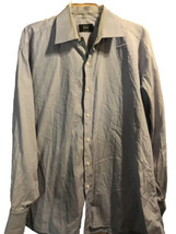 IKE BEHAR New York Vintage Men’s 17 34 Blue Long Sleeve Button Down Cotton Shirt - £15.65 GBP