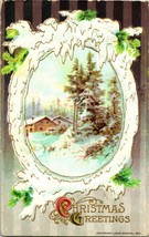 Vtg Postcard Christmas Greetings Winter Snow Country Scene John Winsch Embossed - £6.15 GBP