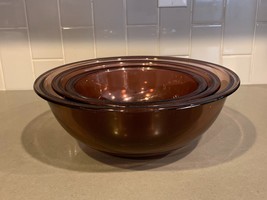 Vintage Pyrex Cranberry Amethyst Nesting Mixing Bowls Set Of 3 323 325 326 - $35.70
