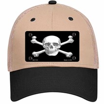 Skull And Cross Bones Novelty Khaki Mesh License Plate Hat - £22.70 GBP