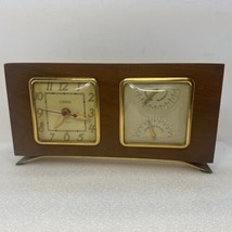 Vintage Rare United Clock Corp Art Deco Wood Mantle Model 101 Temp &amp; Humidity - £30.57 GBP