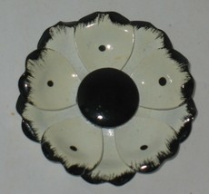 Vintage Black/White Enamel Flower Brooch Pin Costume Jewelry Made in Ger... - £6.98 GBP