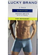 Lucky Brand Boxer Briefs with Fly Pouch 3 Pk Cotton Navy &amp; Gray L (36-38) - £14.80 GBP