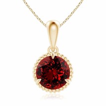 ANGARA Lab-Grown Rope-Framed Claw-Set Ruby Pendant in 14K Gold (8mm,2.1 Ct) - £961.18 GBP