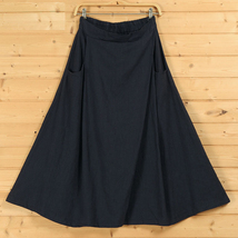 Navy Blue A-Line Long Linen Skirt Women One Size Ankle Length Linen Cotton Skirt