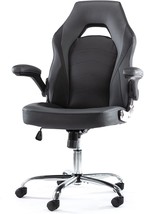 Pu Leather Office Chair With Padded Flip-Up Armrests And Lumbar Support, Height - $134.98