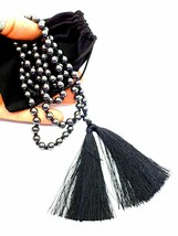 Hematite Worry Beads Mala Necklace Japa 8.5mm Knotted Prayer Bead Double Tassel - £26.62 GBP