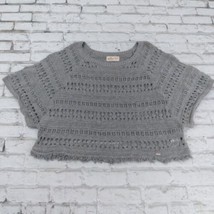 Hollister Top Women One Size Gray Open Knit Short Sleeve Crop Fringe Boh... - £15.97 GBP