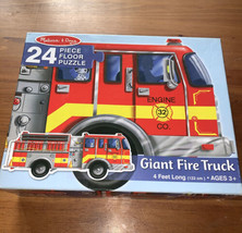 Melissa &amp; Doug Giant Fire Truck Floor Puzzle - 24 Pieces 4 Feet Long Assembled - £7.90 GBP