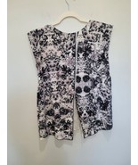 Rebecca Taylor Silk Kiku Print Floral Top Sleeveless Split Back Black Iv... - €16,32 EUR