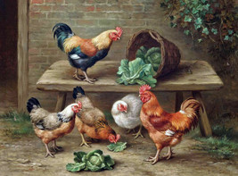 Cabbage Thieves Chickens Rooster Country Farm ceramic tile mural backsplash - £47.62 GBP+