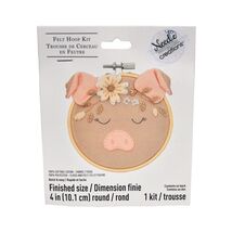 Needle Creations 4 Inch Felt Embroidery Hoop Kit Pig - $6.95
