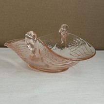 Fenton Art Glass Pink Swan Design Bowl Vintage Collectible Elegant Glass - $25.75