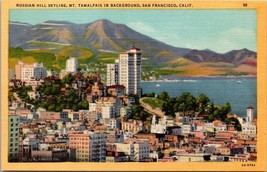 San Francisco California Russian Hill Skyline Tamalpais Linen Vintage Po... - $7.50