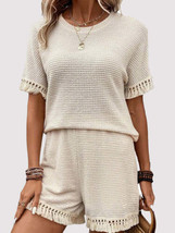 Tassel Round Neck Top and Shorts Set - £35.35 GBP