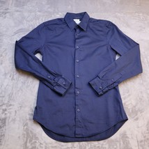 Zara Man Shirt Men Small Blue Long Sleeve Button Up Casual Slim Fit 100% Cotton - £20.23 GBP