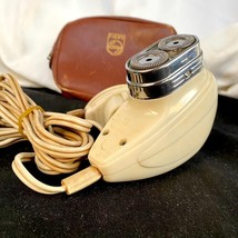 Vintage Philips Philishave 7743 Electric Razor Shaver 1950&#39;s Case old co... - $53.16