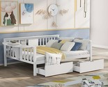 Full Size Daybed With 2 Storage Drawers, Solid Wood Day Bed With 2 Foldi... - $555.99