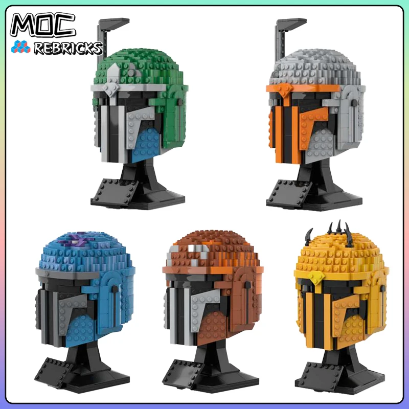 Star Movie MOC Bricks Colourful Helmet Collection Building Block Assemble Model - £74.41 GBP+