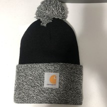 Carhartt Fold-up cuff with sewn-on Carhartt patch black white pom pom black/whit - £18.97 GBP