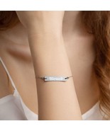 Engraved Silver Bar Chain Bracelet &quot;Blessed&quot; - $630.17 MXN