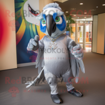 Silver Macaw mascot costume character dressed with Leggings and Headbands - £1,010.89 GBP