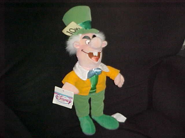 Primary image for 16" MAD HATTER Plush Doll With Tags From Alice In Wonderland Disney Store Rare