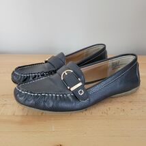 G H Bass Betsy Black Pebbled Vegan Leather Loafers 9M Good Condition Hee... - $15.83