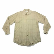 JOSEPH ABBOUD Mens Dress Shirt Beige Check Long Sleeve Button Front Medium - £13.19 GBP