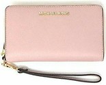 Michael Kors Jet Set Travel Phone Case Wallet Wristlet Pink Leather / Go... - $67.31