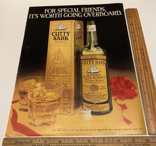 Vintage Print Ad Cutty Sark Scotch Whisky Scotland Clipper Ship 1970s Ephemera - $14.69