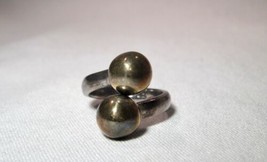Vintage Sterling Silver Taxco Mexico Ball Adjustable Ring Size 7 1/2 K1160 - £38.77 GBP