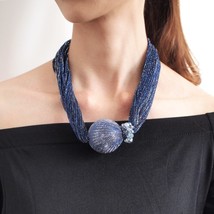 MANILAI Silk Wrap Big Simulated  Choker Necklaces For Women Fashion Jewelry Crys - £13.98 GBP