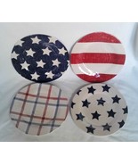 New 4 Nautica Stars&amp; Stripes Patriotic Melamine 8.5&quot; Salad Plates Red Wh... - £32.11 GBP