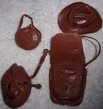 Vintage Johnny West Assorted Western Gear Mask Cantain Bag &amp; Hat - $13.67 CAD