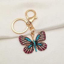 Dazzling Colorful Rhinestone Butterfly Keychain - £6.75 GBP
