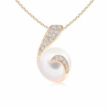 ANGARA Freshwater Pearl Pendant with Diamond Twist in 14K Gold (AAA Size-8) - £426.01 GBP