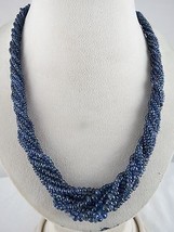 Estate Natural Blue Sapphire Beads Round 8 L 464 Ct Gemstone Silver Necklace - £2,082.68 GBP