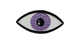 Purple Eye Embroidered Applique Iron On Patch 2.1&quot; x 1&quot; Lavender Eyeball Optical - £3.91 GBP