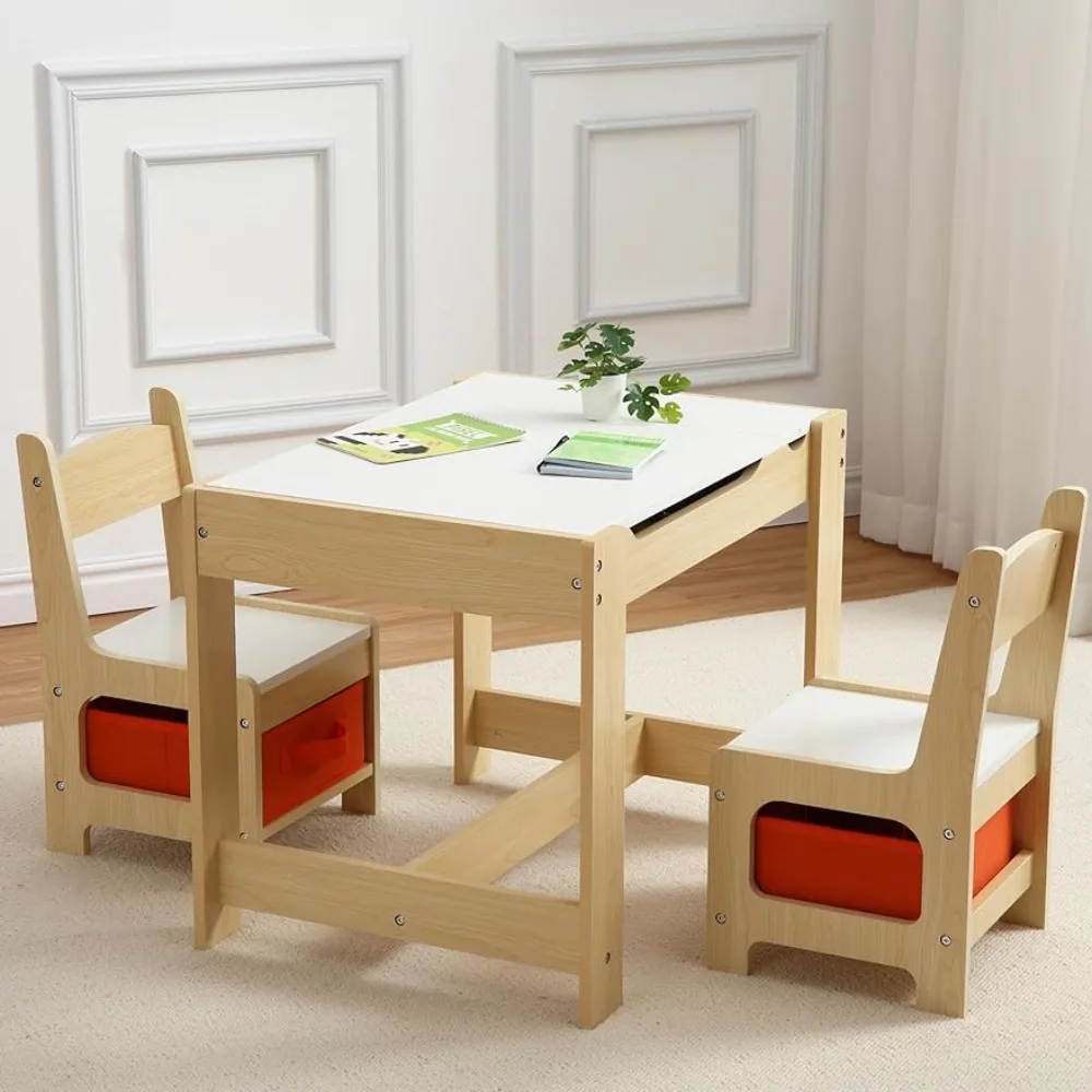 Kids Table and Chair Set Desk for Children Chairs &amp; Stools 3 in 1 Wooden - £239.09 GBP