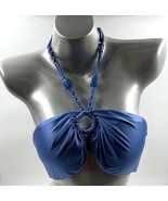 Red Carter ​O Ring Bandeau Blue Bikini Top Size Large Beaded Halter Swim... - $727.66 MXN