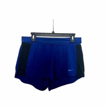 Women&#39;s Black and Blue Nike Dri-Fit Athletic Roll Over Shorts Size Medium - £7.95 GBP